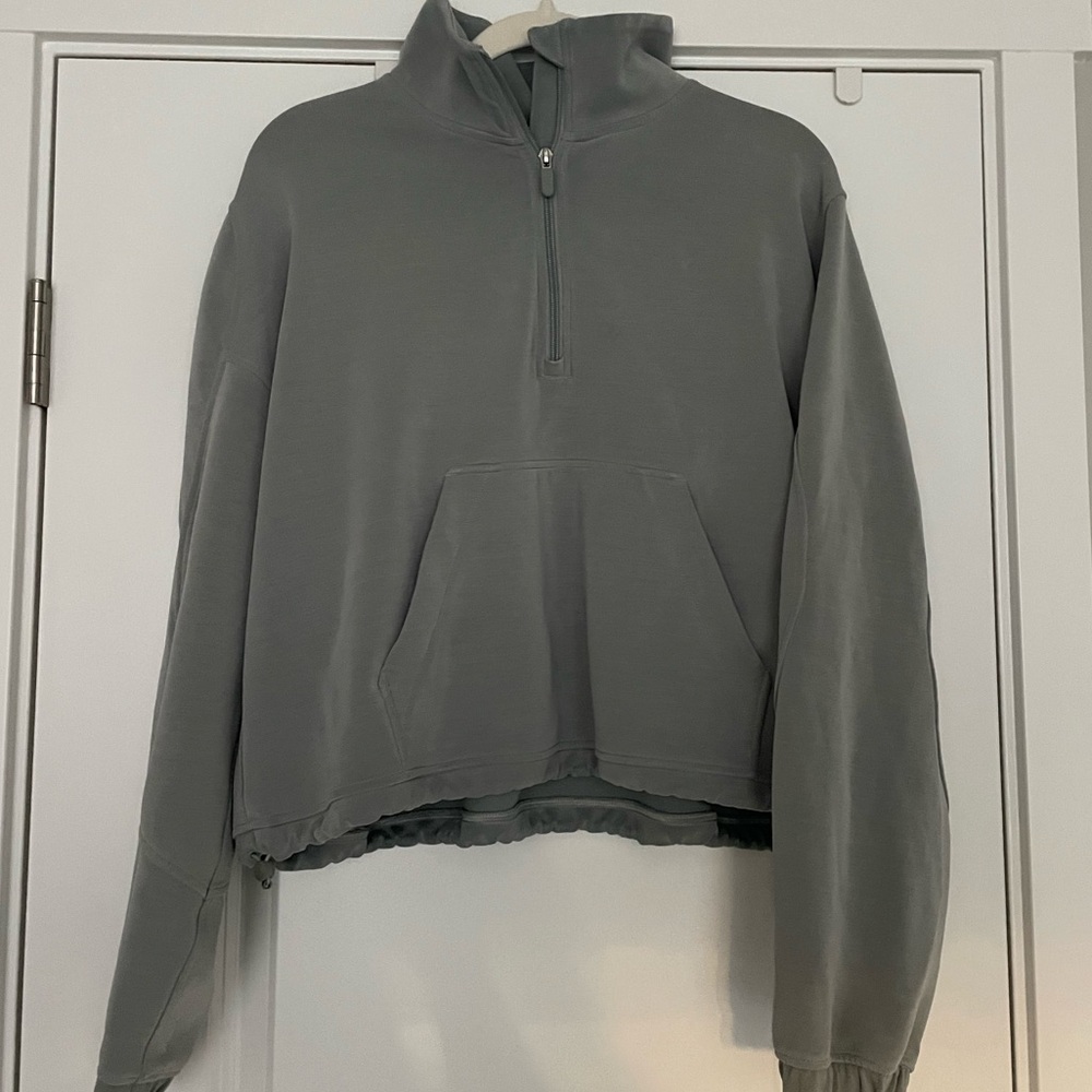 Lululemon Brushed Softstreme Half Zip Jade Grey size 12 - Picture 2 of 5